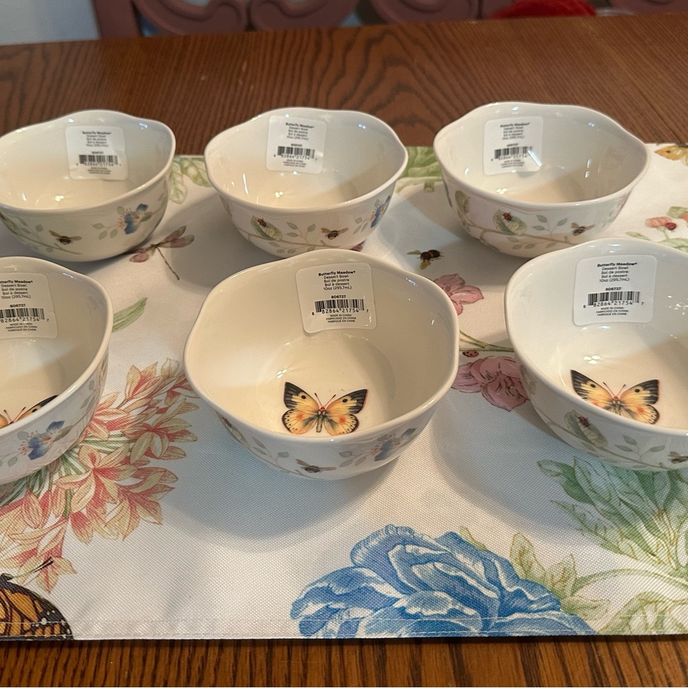 Lennox set of six dessert bowls butterfly meadow